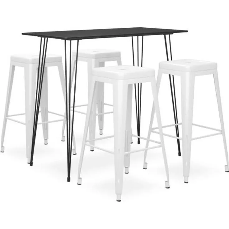 vidaXL 5-tlg. Bar-Set Schwarz und Weiß [3057374]
