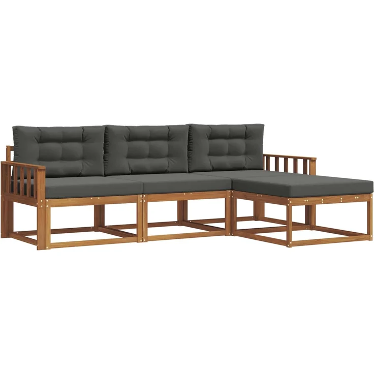 vidaXL Outdoor-Sofagarnitur 4 stk. 4-Sitzer Natur und Anthrazit 3367400 – Bild 2