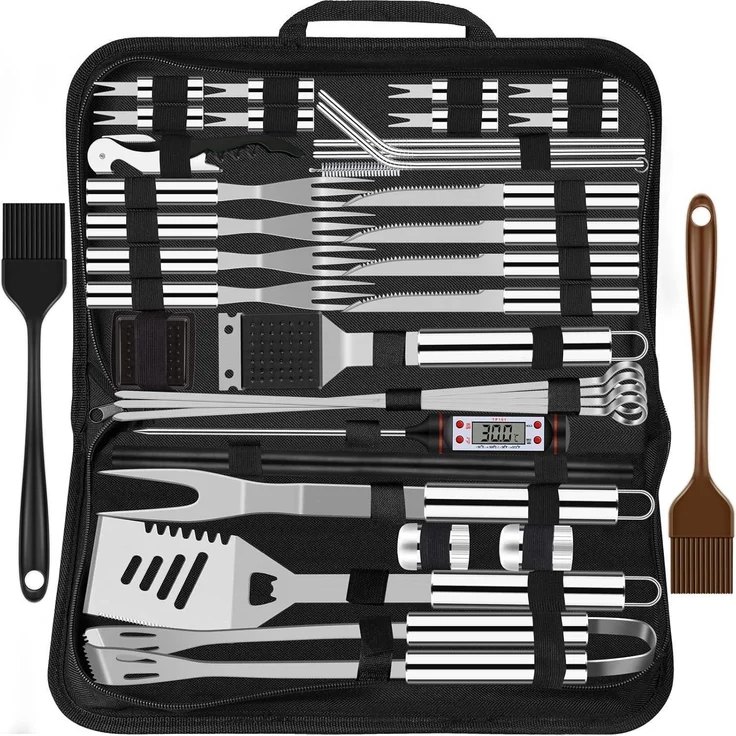 LuxusKollektion Grillbesteck-Set Grill Zubehör Grillbesteckset aus Edelstahl 38tlg , Silber – Bild 1