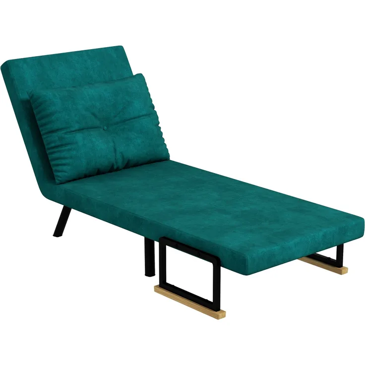 Rayofly-Verwandlungssessel, 1-Sitzer 3-in-1 Chaiselongue, verstellbare Rückenlehne, Samtbezug mit Kissen, Grün, H 810cm x T 730cm x B 630cm