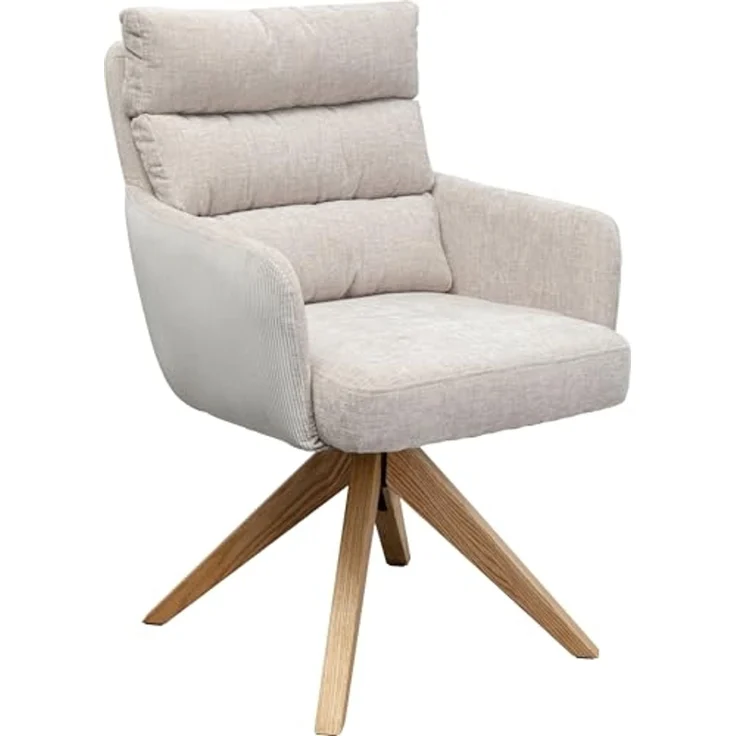 Kare Design Drehstuhl Bosse, Grau, rustikal, 49 cm Sitzhöhe, Esszimmerstuhl, Polsterstuhl, mit Armlehnen, 360 Grad drehbar, Wohnzimmer, 89 x 59 x 69 cm (H/B/T) – Bild 3