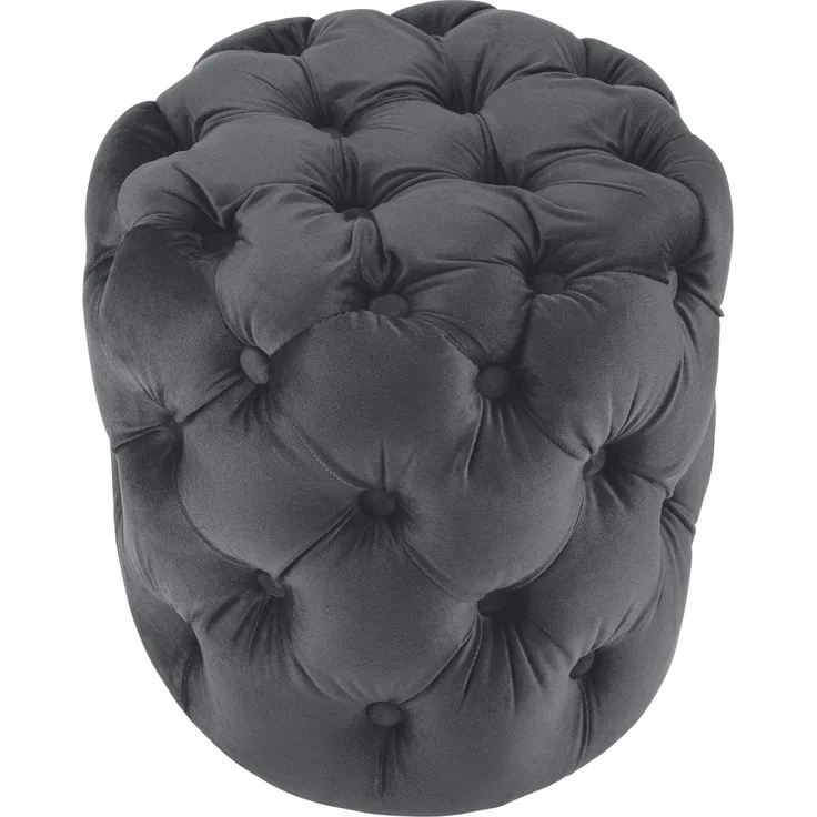 CLP Sitzhocker Drancy Samt mit Zierknöpfen,dunkelgrau M