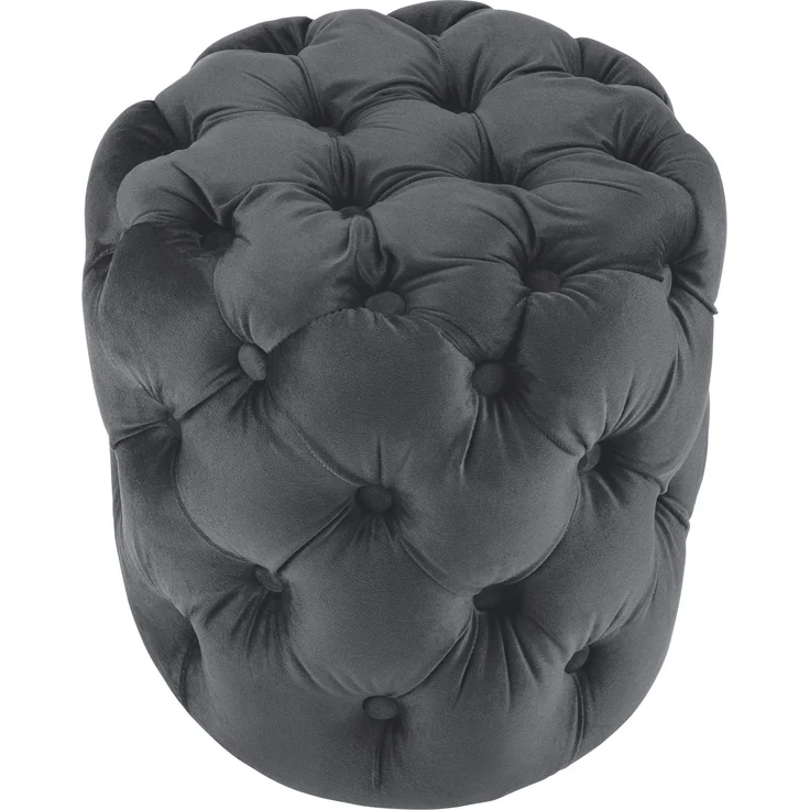 CLP Sitzhocker Drancy Samt mit Zierknöpfen,dunkelgrau M – Bild 1