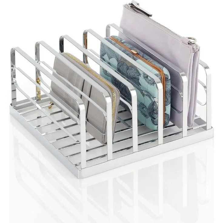 mDesign Aufbewahrung Ablage Organizer 2er-Set für Clutch + Handtaschen Silber – Bild 8