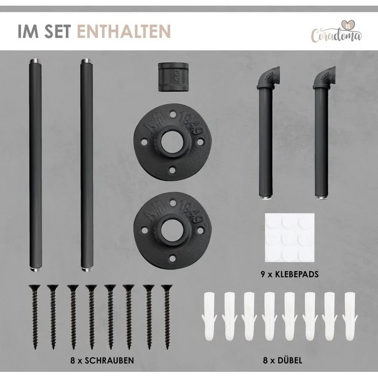 Coradoma Kleiderstange Kleiderständer für Wandmontage, Jackenständer Garderobenstange – Bild 4