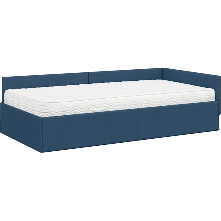 vidaXL Eckbettgestell mit Matratze 2 stk. Blau 100 x 200 cm Stoff 3393612 – Bild 4