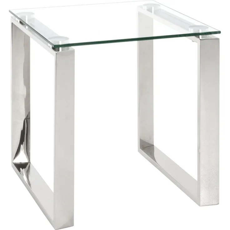 Beistelltisch 18780, Edelostahl/Glas, ca. 42x42 cm