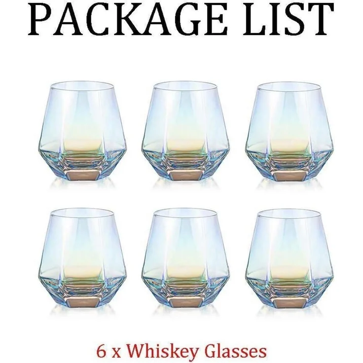 Diamant Whisky Glasses 6er Set Gekippte Scotchgläser 300ml Whiskyglas Moderne – Bild 7