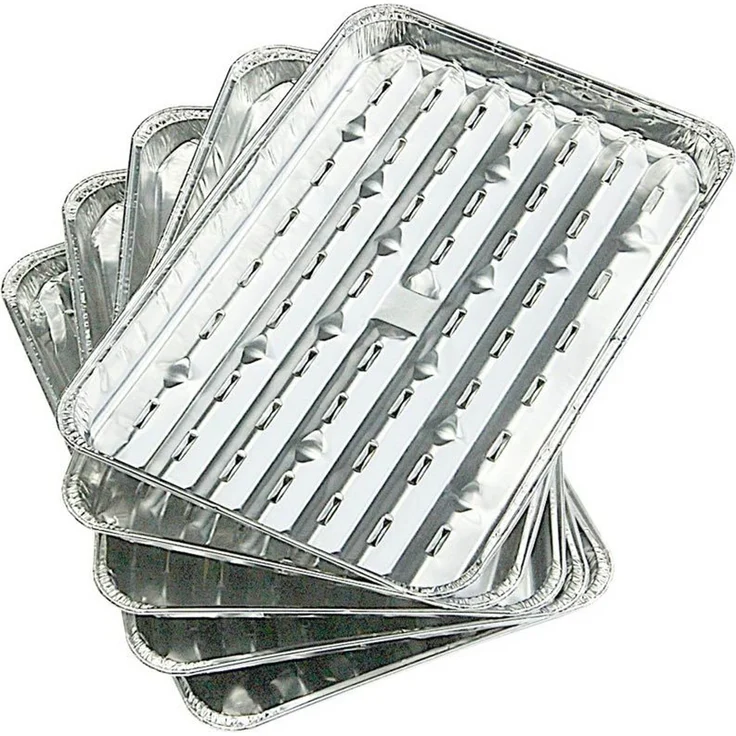 Alu-Grillpfannen 5er-Set Grillschale Grillrost Grillpfanne Grillkorb Gemüsekorb