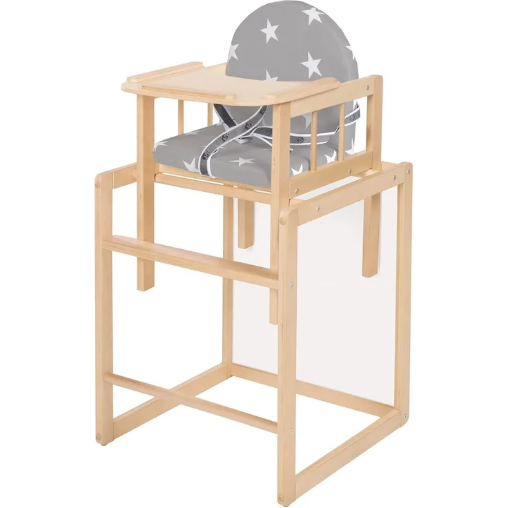 roba Hochstuhl 'Little Stars' - mit Essbrett - wandelbar zu Tisch & Stuhl - Sitz gepolstert - Holz natur – Bild 1