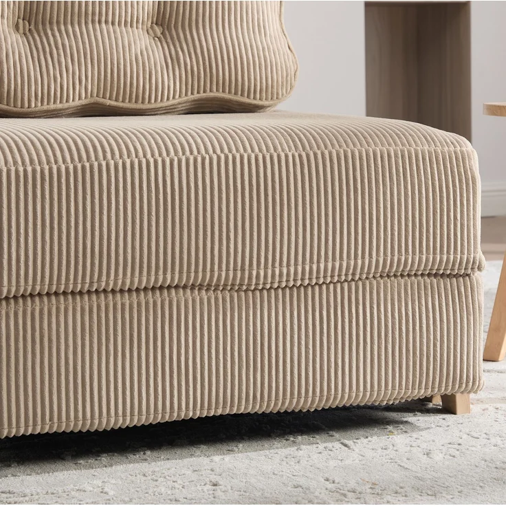 Schlafsessel aus Cord, klappbar mit Holzgestell, 90x86x84 cm, Khaki – Bild 10