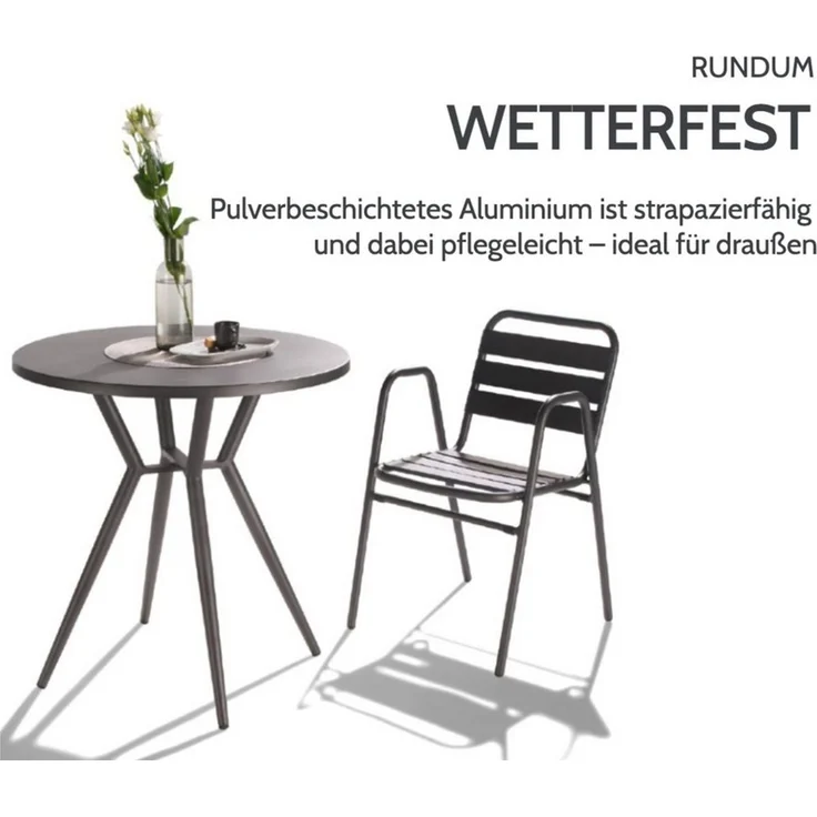 Liadomo Gartentisch Lesina, runder Bistrotisch, Balkontisch, Outdoor-Esstisch Ø 80 cm (wetterfest & modern, 1 Tisch), Aluminium Gartentisch in Anthrazit, rund – Bild 3