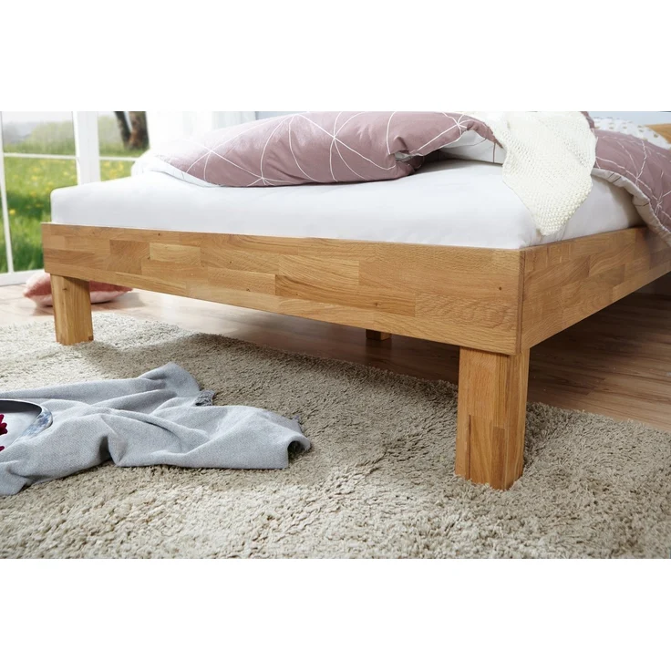 Ticaa Bettgestell Eiche Bett "Luis" massiv Einzelbett Futonbett – Bild 2