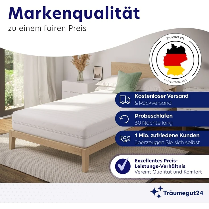 Träumegut24 - 10 cm ergonomischer 7-Zonen Kaltschaum Topper 140 x 200 cm Härtegrad H2 : 140 x 200 cm : H2 : 10 cm – Bild 8
