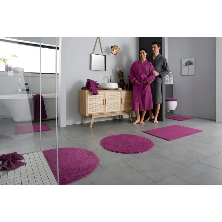 my home Badematte Vanessa, Badvorleger, Badezimmer Teppich, Höhe 10 mm, rutschhemmend beschichtet, fußbodenheizungsgeeignet, schnell trocknend, strapazierfähig, Polyester, rechteckig, Badteppich, weiche Haptik, unifarben – Bild 3