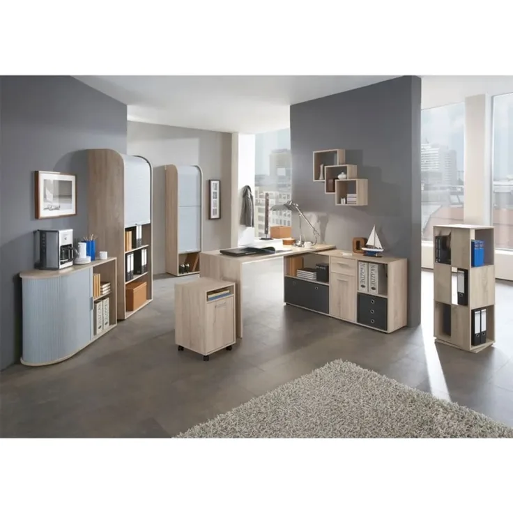 FMD Möbel - TOWER - Drehbares Regal mit 3 Ebenen - melaminharzbeschichtete Spanplatte - Eiche Nb - 34 x 108 x 34cm