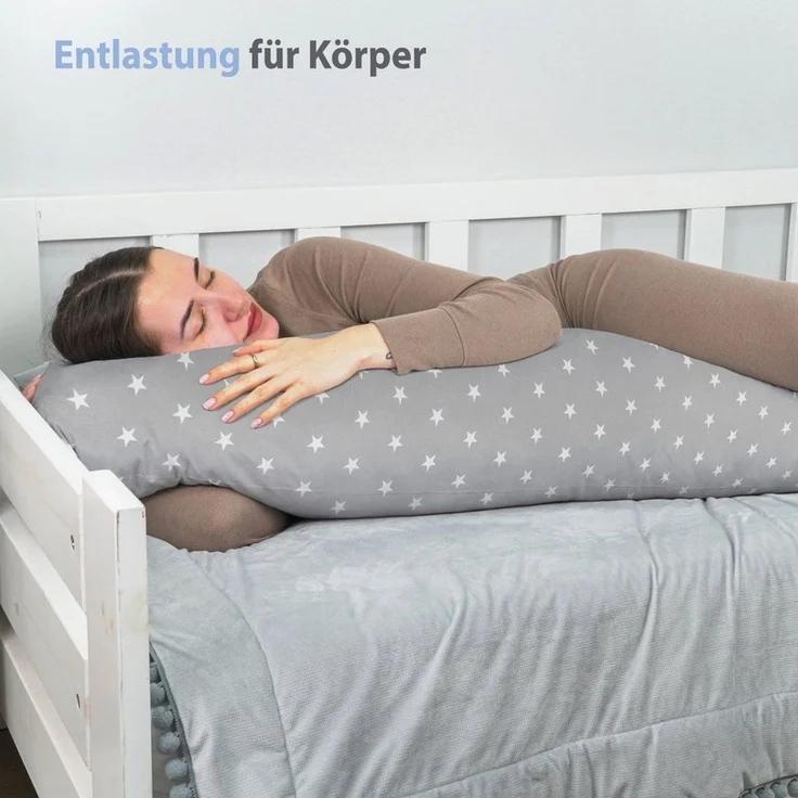 Totsy Baby Stillkissen Seitenschläferkissen mit Bezug Baumwolle 40 x 145 cm - Komfortkissen – Bild 3
