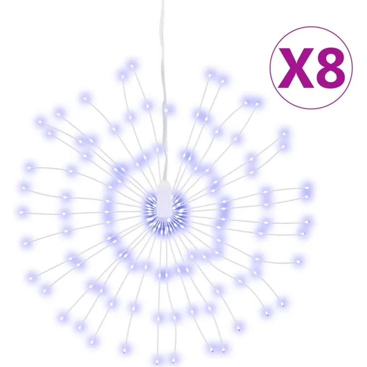 vidaXL Weihnachtsbeleuchtungen Feuerwerk 8 Stk. 140 LEDs Blau 17 cm 3190515