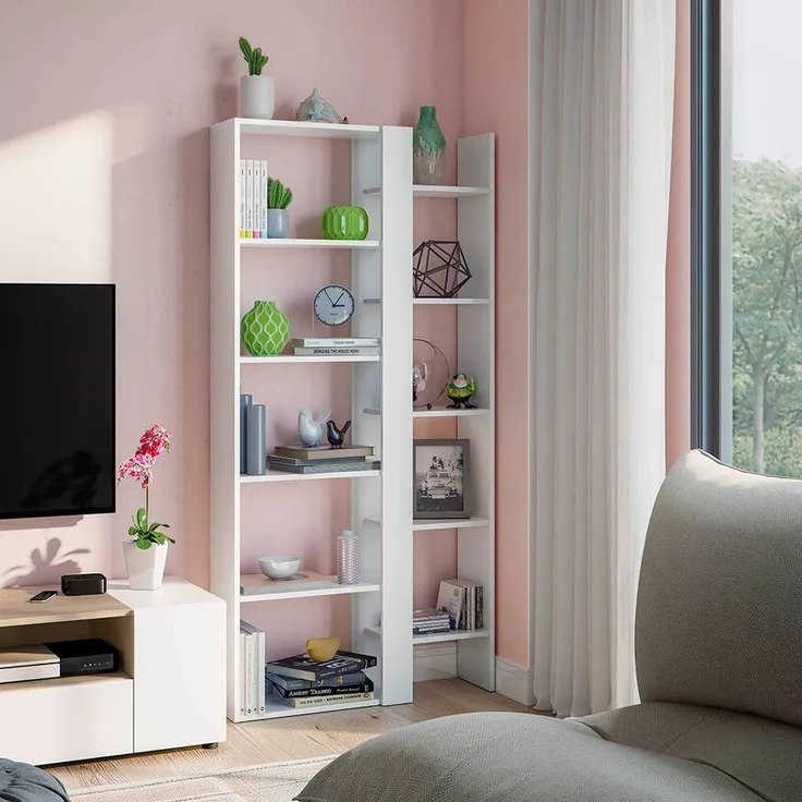 habeig Standregal Hochregal Bücherregal Aktenschrank Kommode Weiß Holz 162x78cm, vielseitig einsetzbar als Bücherregal, Raumteiler oder Kinderregal