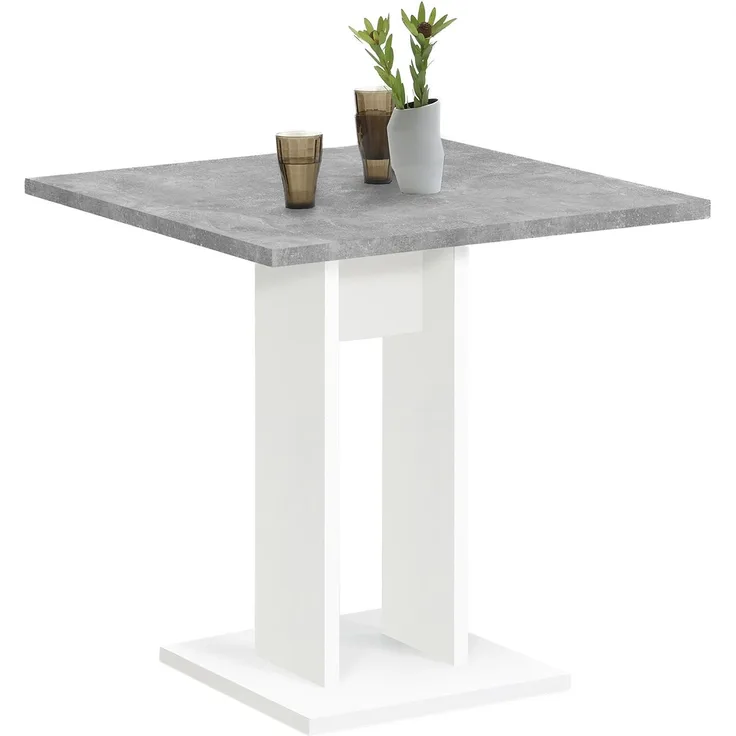 Esstisch >Yvette< in Beton Weiß - 70x77,5x70cm (BxHxT)