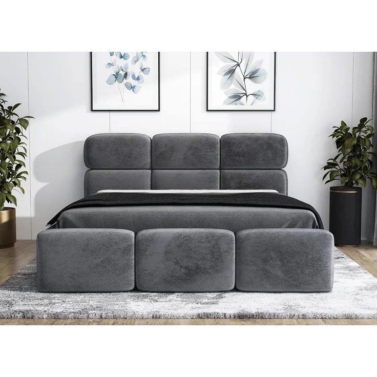 Polsterbett MAROKO 120x200 ohne Matratze mit Bettkasten und Lattenrost. Farbe: Anthracite 18 – Bild 2
