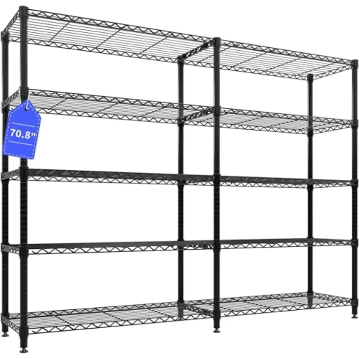 GarveeHome Schwerlastregal, Metallregal 4 Regalböden Je 120 kg Belastbar, Lagerregal 150x35x151(h) cm, Drahtregale Kellerregal Max. Gewicht 480kg, Höhenverstellbar Und Nivellierfüßen