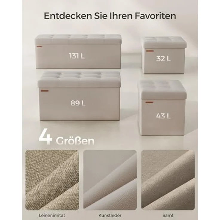 Songmics Sitzhocker Sitztruhe, Sitzbank, Kamelbraun, 110L cm – Bild 7