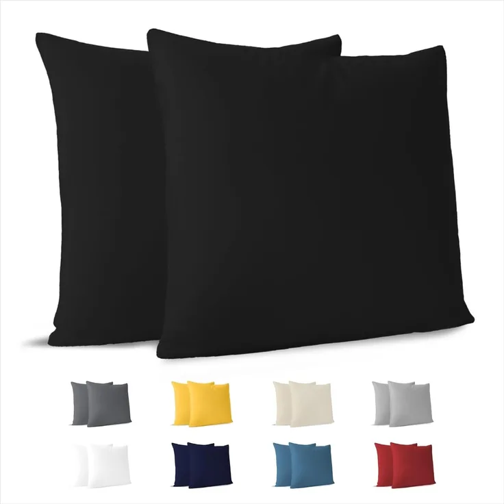Dreamzie Kissenbezug 30x30 (Set mit 2) - 100% Jersey Baumwolle 150 g/qm Kissenbezüge -Schwarz - Für Kissen 30x30 cm - Kissenhülle - Kissenbezug - Resistent und Hypoallergen