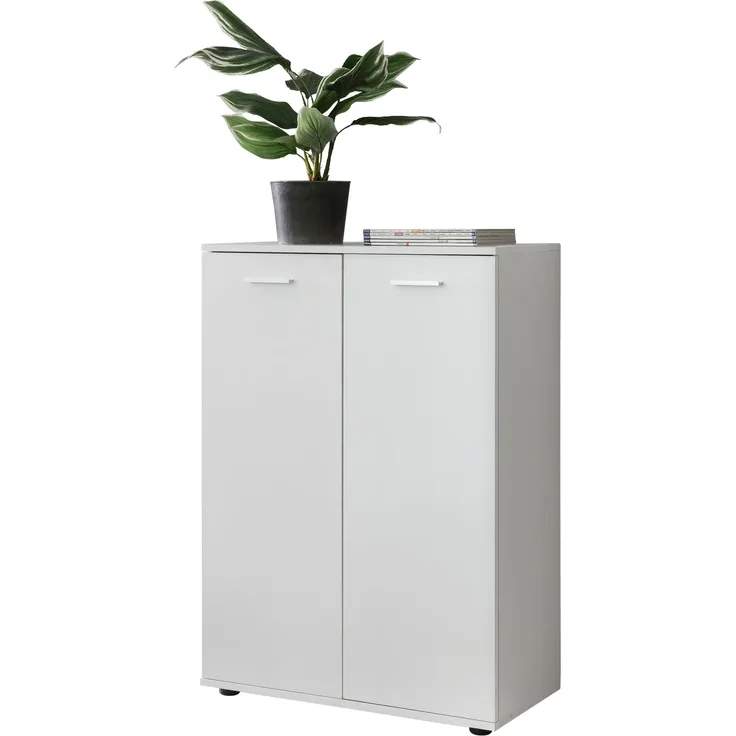 Wohnling Kommode SVEA mit 2 Türen 71 x 104 x 35 cm Mehrzweckschrank Holz | Flurschrank hell modern | Schrank klein | Anrichte Sideboard matt | Kommodenschrank Flurmöbel, Weiß