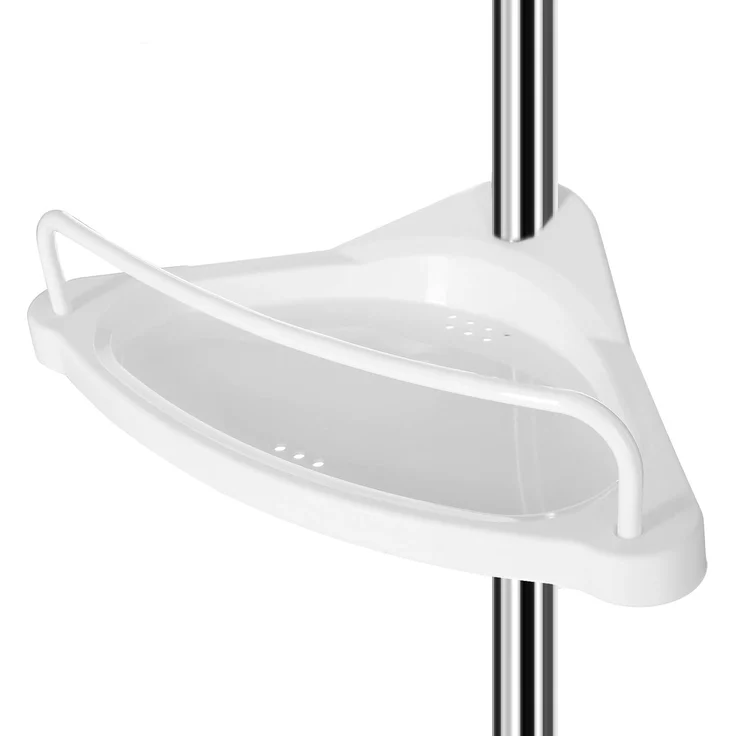 Songmics höhenverstellbares Duschregal, 95-300 cm, 4 Ablagen, 3 Haken, Weiß / Silber – Bild 7