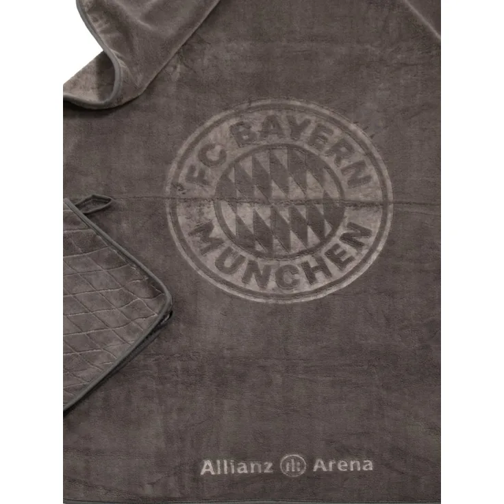FC Bayern München Badetuch FC Bayern München I Stadion-Reise Set 2 in 1 I Decke & Kissen I Grau, Polyester