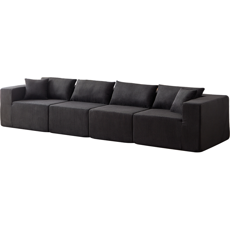 Ecksofa 264 x 167 x 71 cm – modulares L-Sofa mit Cordbezug, Schwarz – Bild 6