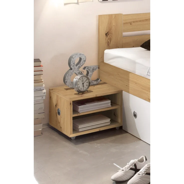 Stauraumbett >Robina< in Artisan Eiche Nachbildung / Weiß - 185x86x204cm (BxHxT) – Bild 4