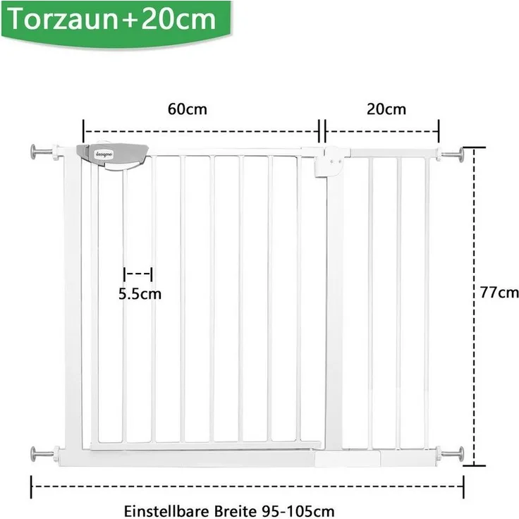 FIVMEN Treppenschutzgitter Türschutzgitter Treppengitter ohne bohren für Kindersicherheit, 76cm Hoch Weiß/Schwarz aus Metall