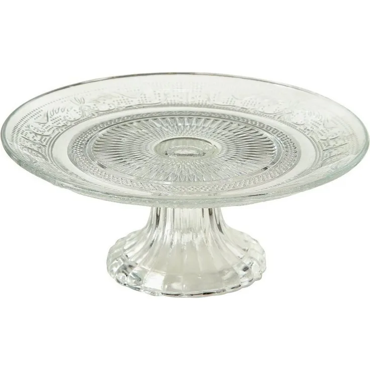 BOLTZE GRUPPE GmbH Tortenplatte Tortenplatte Servierplatte Relief D18cm Glas klar, Glas