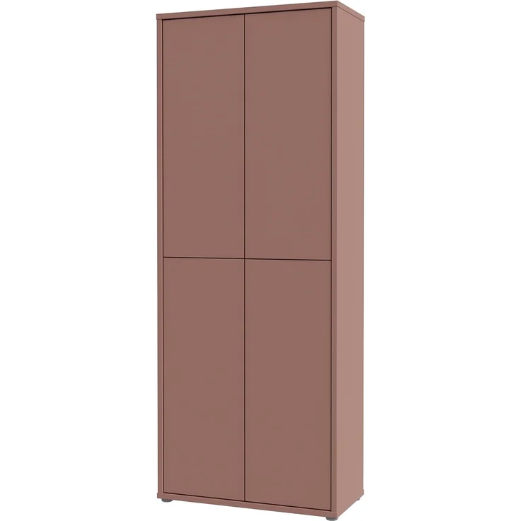 Forte ALICE SPRINGS Schuhschrank 70 80, moderner Flurschrank mit 4 Türen und 8 Einlegeböden, Holzwerkstoff, Terrakotta, 74,5 cm breit x 191,9 cm hoch x 34,9 cm tief – Bild 8