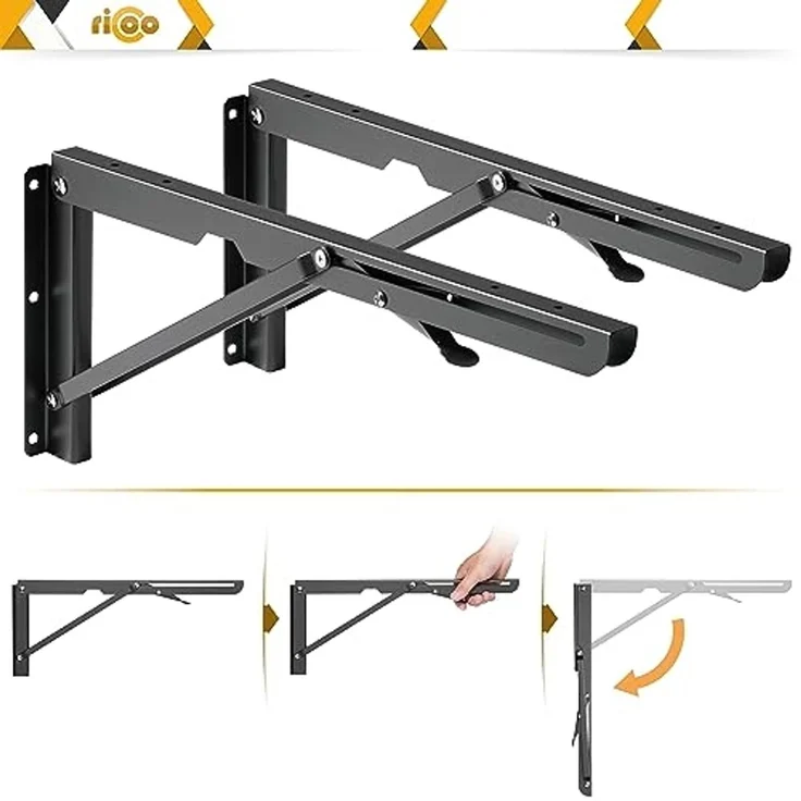 RICOO Wandregalhalter MZ001, Klappbare Wandhalterung für Regal/Kleintisch – Bild 4