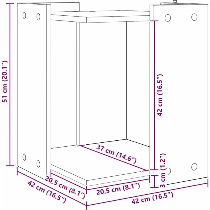 vidaXL Katzenstreu Box Umzäunung Schwarz Eichen-Optik 42 x 42 x 51 cm 886271 – Bild 10