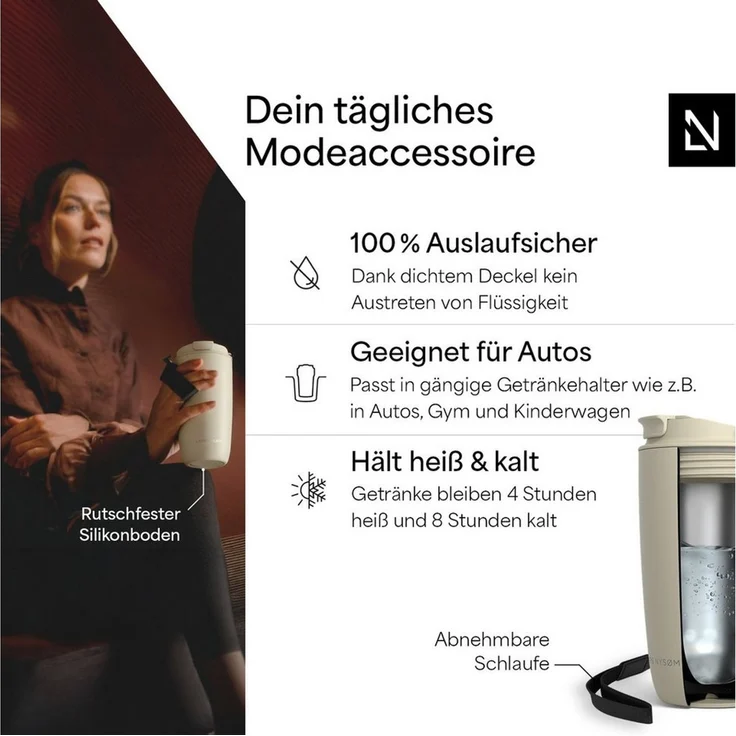 LARS NYSØM Thermobecher Nøgen, 1-tlg, Thermobecher mit Vakuum Isolierung: 4h heiß / 8h kühl – Bild 2