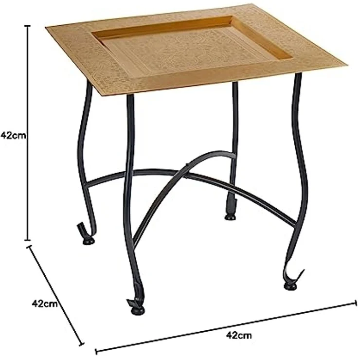 Marrakesch Orient & Mediterran Interior Beistelltisch Beistelltisch Garten Klapptisch Metall Sule Eckig Gold (1-St), Handarbeit – Bild 3