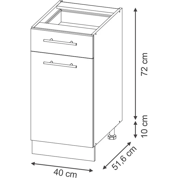 Unterschrank für Spüle/Kochfeld Fame-Line GrauBeige 40 cm ohne Arbeitsplatte Vicco – Bild 2