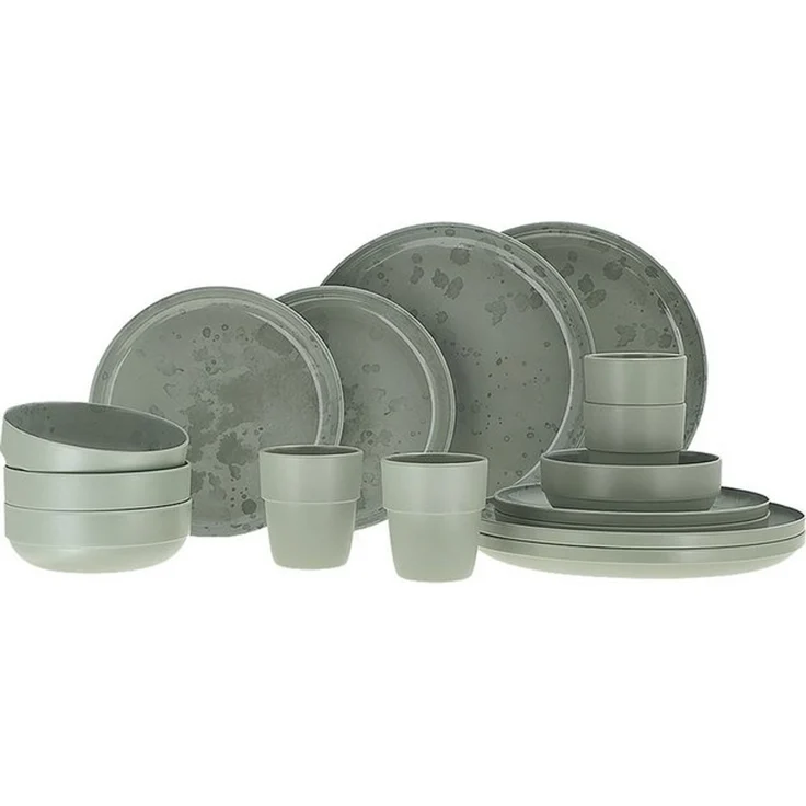 Travellife Geschirr-Set Melamin Geschirr Set Palma Camping, Melamin, Reise Keramik Optik 16 teilig – Bild 4