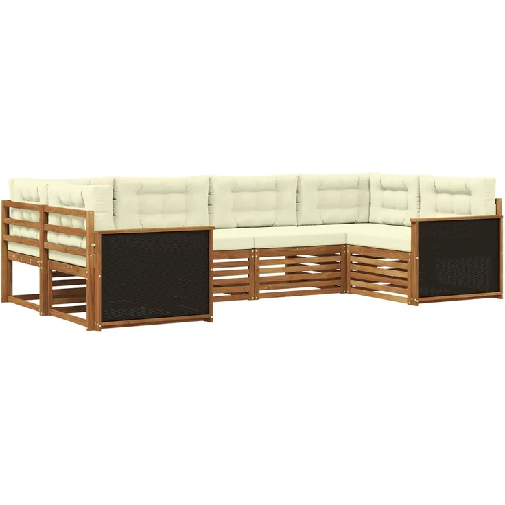 vidaXL Outdoor-Sofagarnitur 6 stk. 6-Sitzer Natur und Creme 3383763 – Bild 2