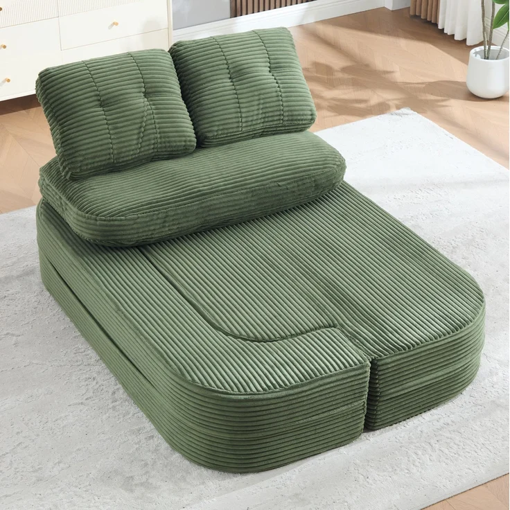 Schlafsessel 2-in-1 in Emerald 165cm×97cm×61cm aus Cord – extratiefe Sitzfläche, hohe Rückenlehne, Getränkehalter – Bild 7