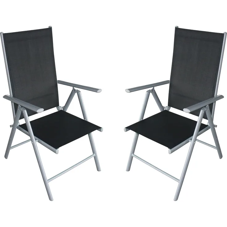 4x Klappsessel RAVENNA Alu + Kunstgewebe schwarz (4-er Set)