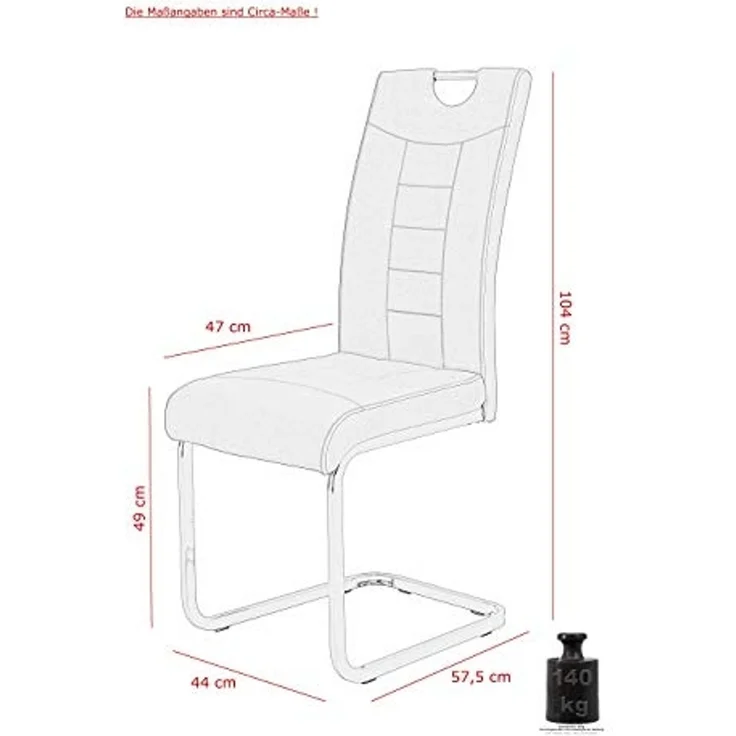 4er-Set Schwingstuhl 'RUBY S' Cappuccino braun Kunstleder – Bild 3