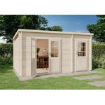 Alpholz Holz Gartenhaus Maria mit Anbau | Natur | 450x279x229 cm
