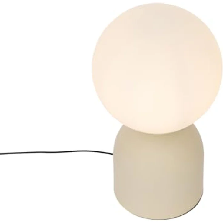 QAZQA Hotel-Chic-Tischlampe Pallon Trend, beige mit Opalglas, dimmbar, E27, kugelförmig, Stahl, für Wohnzimmer und Schlafzimmer – Bild 7