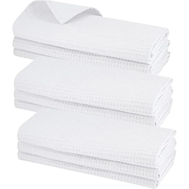 Engelland Geschirrtuch Poliertuch, (Vorteils-Set, 9-tlg, Waffel-Pique), 100 % Baumwolle, integrierte Aufhängeschlaufe, 70 x 50 cm