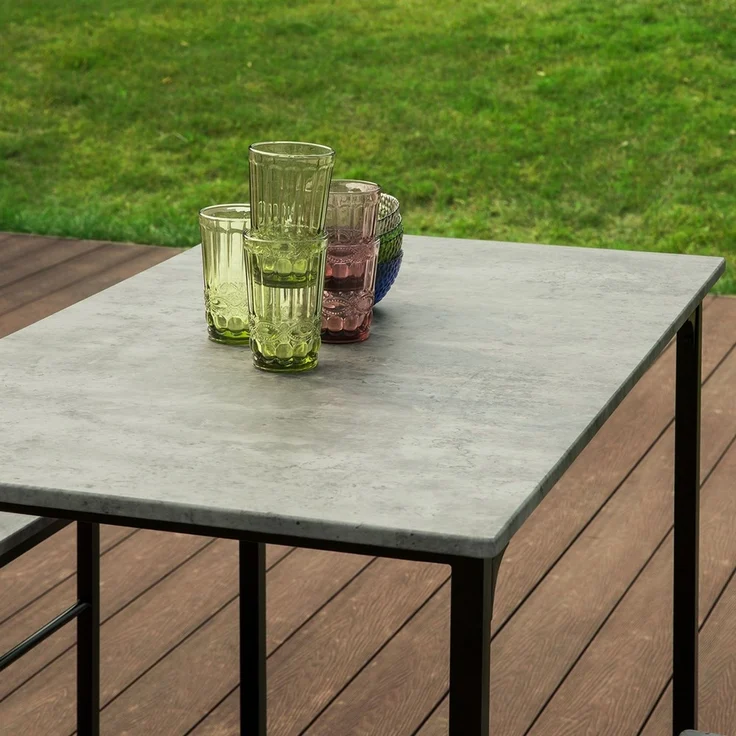 SoBuy OGT11-HG Bartisch-Set mit 4 Hockern, MDF, PVC-Furnier, Grau, 100 x 87 x 60 cm – Bild 5